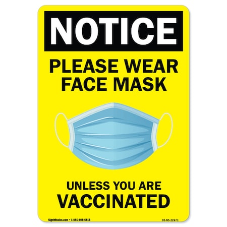 Signmission PSA Where a Face Mask Unless You Have Been Vaccinated 24in X 36in Wall Graphic, NS-RD-2436-22671 OS-NS-RD-2436-22671